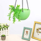 Plastic Hanging Flower Pots –Planters with Chain, 7.1 Inch Diameter, for Indoor Outdoor Balcony Garden, Lightweight Plant Holders for Home Decor Set of 3 (Green) - Image 4