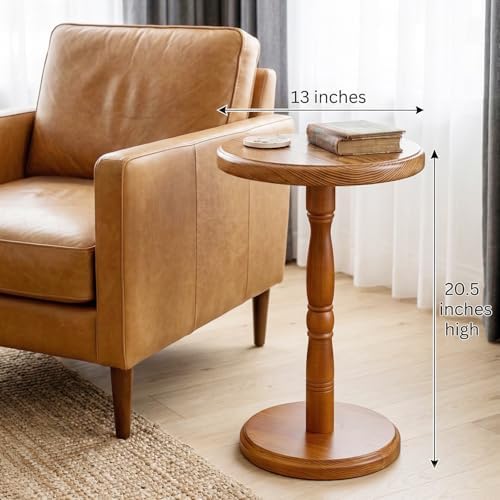 LAPTAIN JOLLYMER Round Drink Table Solid Wood Small Side Table - Image 3