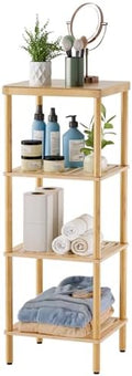 AmazerBath Bamboo Bathroom Shelf, 4-Tier Bathroom Storage Shelf, Multifunctional Storage Rack for Living Room Bedroom Kitchen, Space Saver by AmazerBath