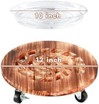 4 Pack Plant Caddy with Wheels Heavy Duty 12 Inch Wooden Plant Stand with Wheels Plant Dolly Rolling Plant Stand Plant Roller with Casters for Indoor and Outdoor with 4 Pack Plant Saucers, Round - Image 3