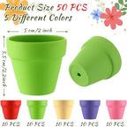 Tioncy 50 Pcs 2 Inch Mini Terracotta Pots, Colored Clay Succulent Pots - Image 2