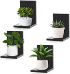 PHOENANCEE Small Wall Shelf Modern,Wooden Mini Floating Shelves,Indoor Wall Mounted Plants Shelf L Shaped,Midcentury Display Decorative Holder for Gallery Living Room Bedroom Porch,Pine,4 Pack(Black) by PHOENANCEE