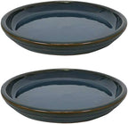 Sunnydaze 12" Ceramic Plant Saucers for Planters, 2pk, Forest Lake Green by SunnydazeDecor