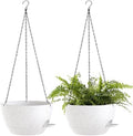 12 Inch Hanging Baskets 2 PC with Chains, Self-Watering Hanging Planters for Indoor Outdoor Plants, Plastic Hanging Flower Pots,Speckled White by SQKH