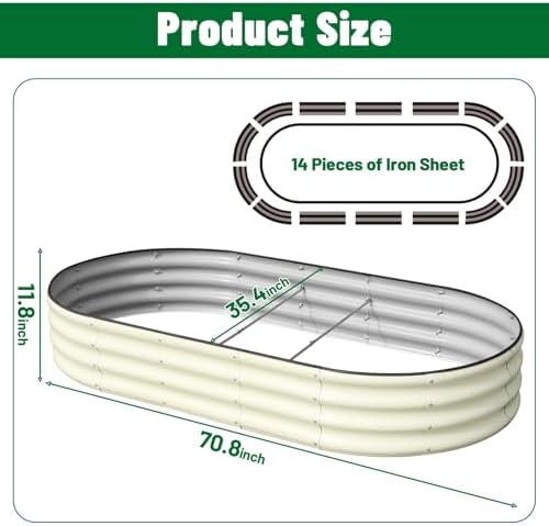 SnugNiture 2 Pcs 6x3x1ft Oval Metal Raised Garden Bed for Vegetables, White - Image 2
