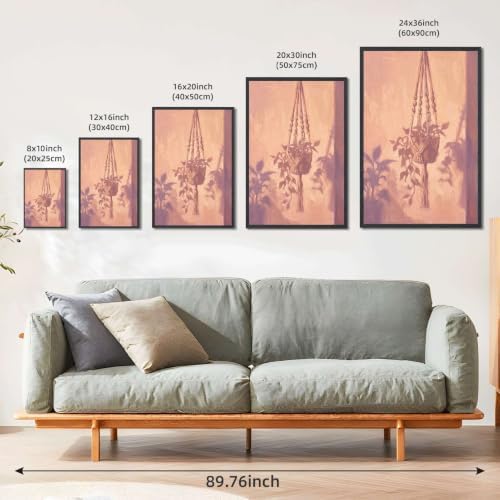 Boho Macrame Plant Hanger Wall Art, Black Framed Impressionist Print - Image 3