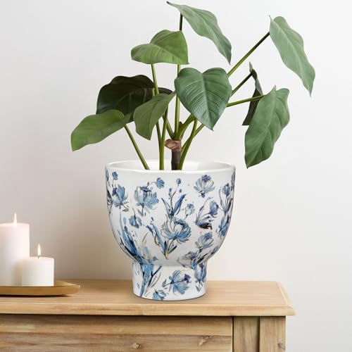 2Pcs Blue and White Ceramic Planter Pot for Plants, Flowers Succulents - Image 3