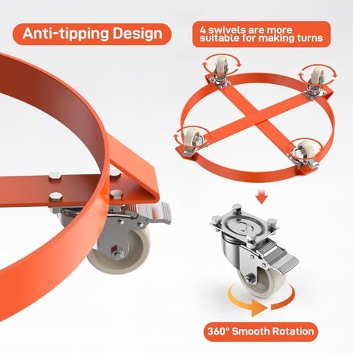 1000Lb Heavy Duty Rolling Dolly Planter Caddy - 4 Caster Wheels Round Drum Dolly, for Potted Plants & Drums (1 Pack) - Image 3