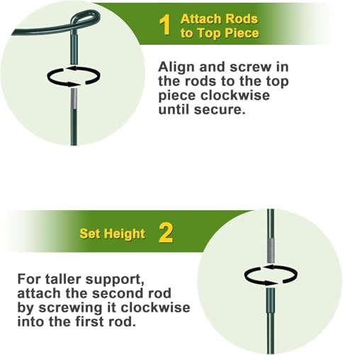 HiGift 4 Pack Height Adjustable Metal Plant Support (36" H or 24" H or 12" H), Heavy Duty Peony Cages and Supports, Half Round Tall Plant Support Ring for Outdoor Indoor Plant Hydrangea Flower - Image 5