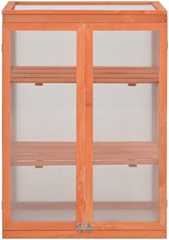 Wooden Portable Greenhouse, Garden Greenhouse Raised Flower Planter with 2 Shelves and 2 Doors, Garden Portable Mini Greenhouse Cabinet for Outdoor Indoor Use 29.5"x18.5"x42.9" - Image 2