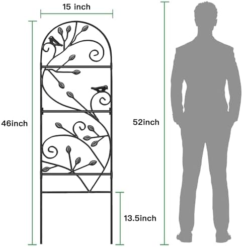 AMAGABELI 2 Pack Garden Trellis for Climbing Plants Outdoor Trellis 46" x 15" Climbing Rose Trellis Metal Trellis for Vines Flower Patio for Grape Cucumber Clematis Decorative Trellis Black - Image 5