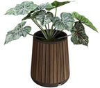 Keter Signature Conic 28.5 Inch Tall Round Large Wood Look Planter for Indoor or Outdoor Flower Pot Ideal for Patio Deck and Front Porch Decor, Rosewood by Unknown