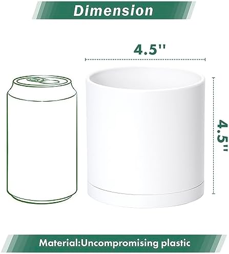 D'vine Dev 6-Pack White Plastic Planters with Saucers, 4.5 in, 74-Z-F-3 - Image 2