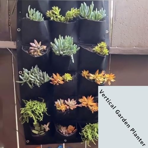 ZOENHOU 2 Pack Total 36 Roomy Pockets Vertical Garden Planter, Wall-Hanging Flower Pot Bags, Felt Wall Mount Balcony Planter Pouch for Herbs, Succulent, Flowers and Vegetables - Image 6