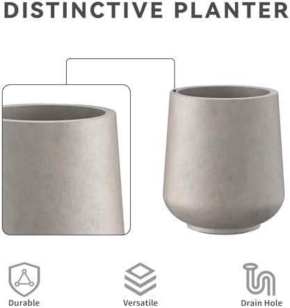 Kante Set of 3 Weathered Concrete Curved Planters 16.5" 13" 9.4" Dia - Image 3