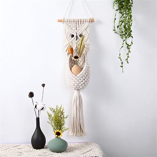 Macrame Plant Hangers Hand-Woven Tapestry Flower Pot Basket, Bohemian Plant Hanger Cotton Rope Wall Hanging Decoration Indoor Outdoor Hanging Planter Basket Flower Pot Holder - Image 4