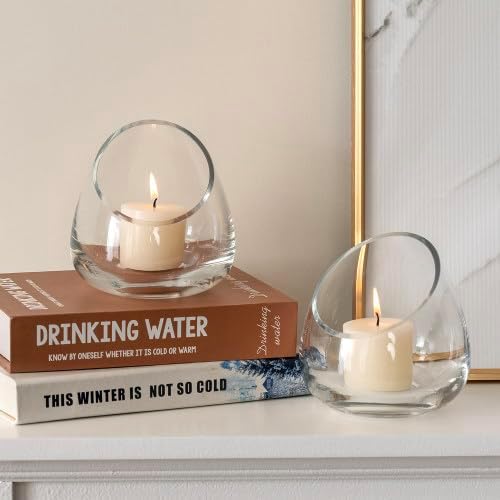 MyGift 5 Inch Premium Clear Glass Air Plant Terrarium, Tealight Candle Holder, Succulent Cactus Plant Vase, Set of 4 - Image 3