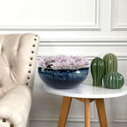 11 Inch Glazed Terracotta Plant Pot Round Ceramic Succulent Planter Pot with Drainage and Mesh Pad Cactus Clay Bonsai Pot (Blue) - Image 5