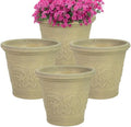Sunnydaze Arabella 16'' Plastic Planter Pot for Plants, Beige, 4pk by SunnydazeDecor