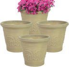 Sunnydaze Arabella 16'' Plastic Planter Pot for Plants, Beige, 4pk by SunnydazeDecor