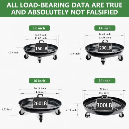 2 Pack Metal Plant Caddy With Wheels 16 Inch Black, Round Rolling Heavy Duty Plant Dolly, Heavy Plant Pot Mover Outdoors or Indoors, The Metal Wheel Can Rotate 360 Degrees or Lockable. - Image 2