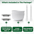 T4U Hanging Planters for Indoor Outdoor, 12 Inch Self Watering Pots, 2 Pack - Image 6