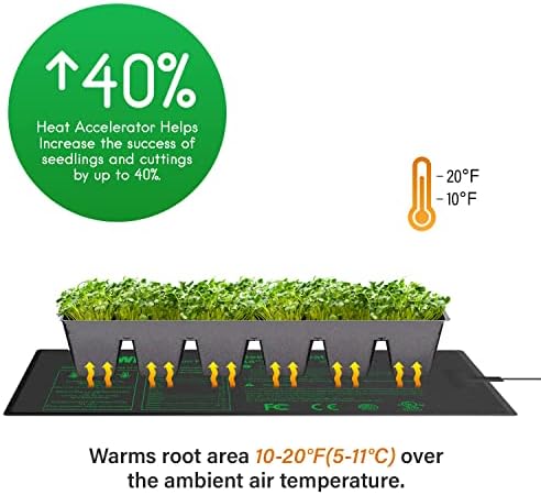 iPower 48” x 20.75” Seeding Heat Mat Upgraded Carbon Film Indoor Warm Hydroponic Plant Germination Starting Pad Durable Waterproof, 48" x 20.75", Black - Image 3