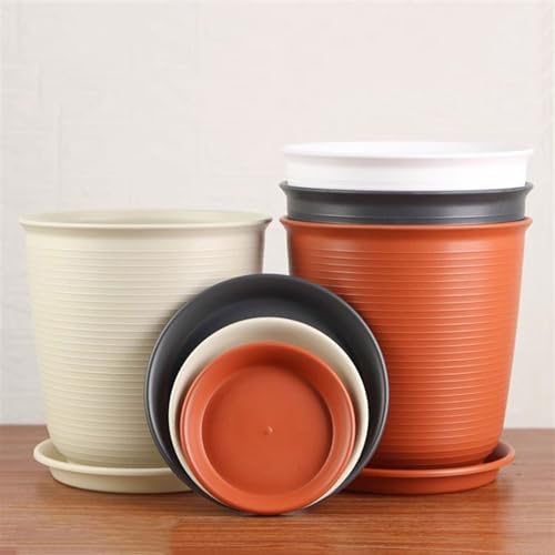 Indoor/Outdoor Plant Pot, Thickened Resin Plastic Flower Pots Succulent Pots Creative Round Large Flower Pots Balcony,Home Decor,Plant Lover Gift (Color : Orange 4pcs, Size : M) - Image 6
