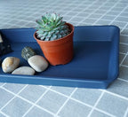 VUWEZ 2 Pack Plastic Plant Saucer, Rectangular 24 inch, Indoors Outdoor Plant Water Drip Tray for Flower Pot Planter, Windowsill Tray (8 X 24'', Blue) - Image 3