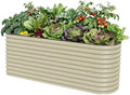 32" Extra Tall Raised Garden Bed Kits, 2 x 8 x 2.7ft Raised Planter Box Outdoor, 3.5 x 6.5 x 2.7ft Deep Root 9 in 1 Modular Metal Raised Beds for Gardening Vegetables Flowers Fruits - Pearl White by Unknown