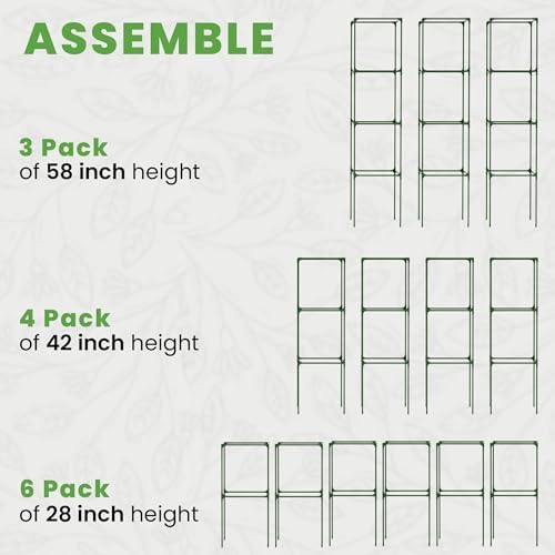 3 Pack 58" Square Tomato Cages for Garden - Large Tomato Trellis Stakes - Image 3
