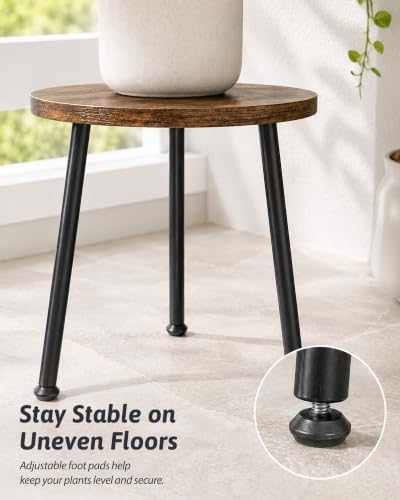 GENTINGBRO plant stand indoor 2 pack wood grain plant table mid century - Image 4