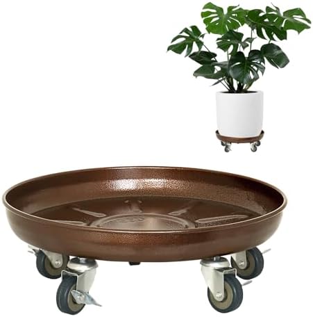 Plant Caddy With Wheels 14" Metal Plant Saucer for Indoors Hold Up to 390LB by PARSAGI