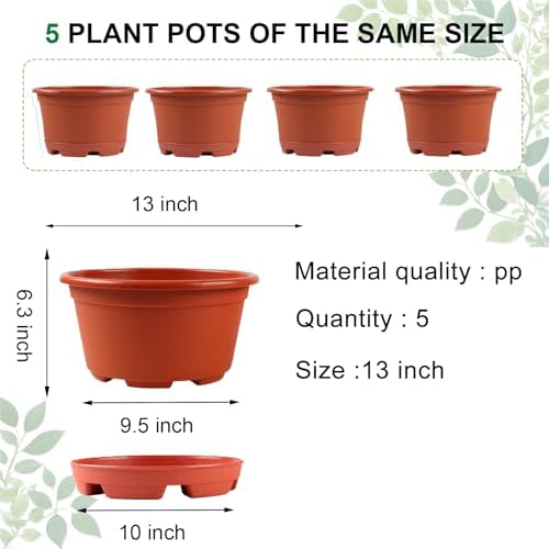 KPUVX Outdoor Flower Pots, 13 inch, 5 Packs - Image 4