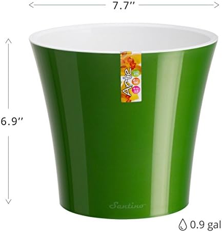 Santino, Self Watering Planters Arte 7.7 Inch Green/Black, Indoor Flower Pots for All House Plants, Flowers, Herbs, Succulents, Set of 3 - Image 3