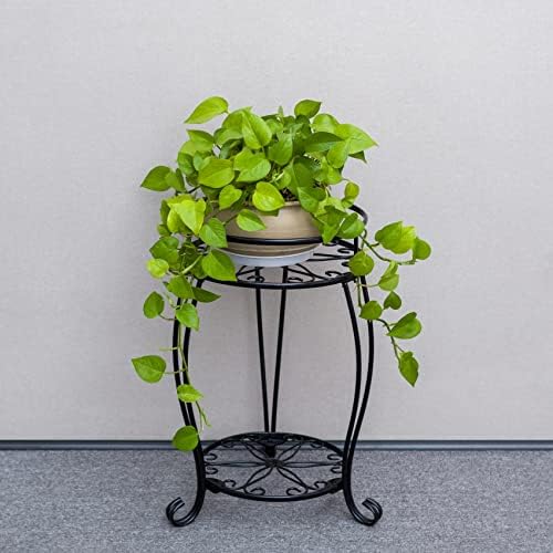 FaithLand 2 Tier Black Metal Plant Stand Indoor Outdoor, 19.4", 2 Pack - Image 5
