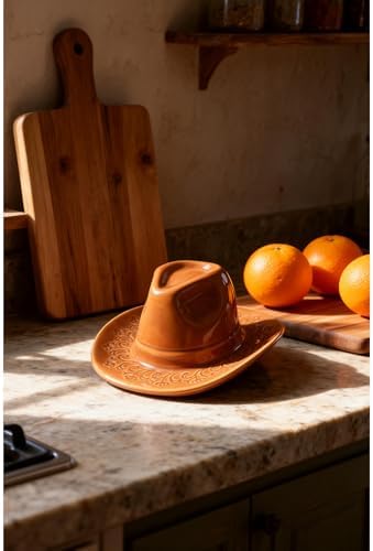 Large Ceramic Cowboy Hat Wall Vase - Handmade Hanging Flower Planter, Western Boho Room Decor & Coastal Cowgirl Aesthetic Wall Art for Home Decorations (Brown) - Image 6