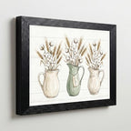 Framed Canvas Wall Art Vintage Watercolor Pitchers Cotton and Wheat Sage Green Gather Script Canvas Print Poster Black Frame Wall Decor for Farmhouse Dining Room Kitchen, Rustic Decor - Inch 16x20 - Image 5