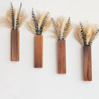 Wall Vase Set of 4 – Wooden Hanging Vases with Pampas Grass & Eucalyptus Dried Flowers – Modern Farmhouse Home Decor for Living Room, Entryway, Bathroom, Hallway & Dining Room by Unknown