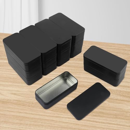 18 PCS 6 inches Rectangular Metal Tin Box, 6 x 2.8 x 1.6 Inch Rectangular Tin Boxes with Lids, Rectangle Tin Cases for Office Supplies, School, DIY Crafts & Home Organization(Black) - Image 4