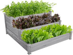 Topeakmart 3 Tier Raised Garden Beds Outdoor Wood Vertical Planter Box,Gray by Topeakmart
