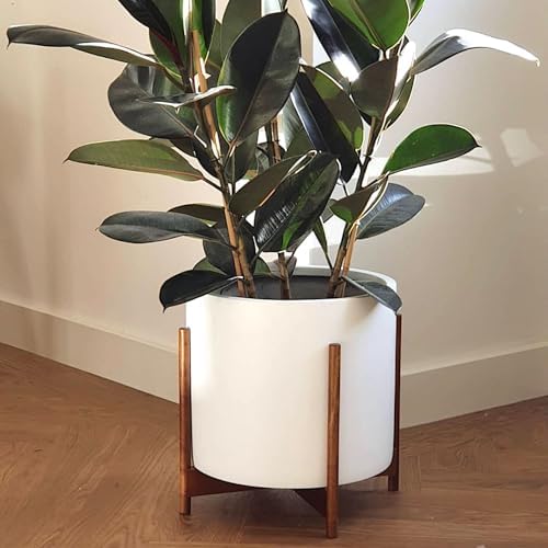 Fox & Fern Mid Century Plant Stands for Indoor Planters, Acacia, 14.9 Inch - Image 3