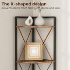 6 Tier Corner Shelf Stand, 78" H Tall Corner Bookshelf, Rustic Brown - Image 5