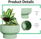 OXART Ceramic Pots for Plants, 9.4+8+6 Inch Plant Pots Indoor, Durable Planters for Indoor Plants with Drainage Hole, Round Flower pots for Home Garden Patio Office, Green - Image 4