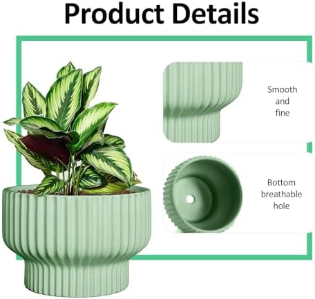 OXART Ceramic Pots for Plants, 9.4+8+6 Inch Plant Pots Indoor, Durable Planters for Indoor Plants with Drainage Hole, Round Flower pots for Home Garden Patio Office, Green - Image 4
