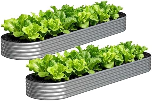2PCS 12x2x1FT Galvanized Metal Raised Garden Bed,Outdoor Planter Box for Vegetables by Yortrek