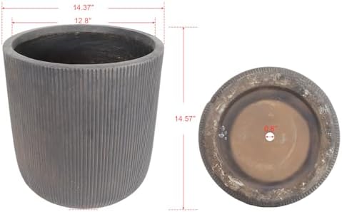 Vintage Brown Magnesium Oxide Planter Pot 14.37" with Drainage Hole - Image 2