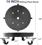 14 Inch Plant Caddy with Wheels Outdoor Indoor, Rolling Plant Stand for 400lb Heavy Duty Flower Pots, Round Plant Rollers Lockable Potted Planter Dolly, 2 Pack Black - Image 5