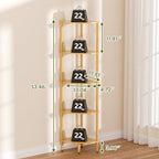 Corner Shelf, 5 Tier Bamboo Corner Bookshelf, 54" Tall Narrow Bookcase, Plant Stand, Corner Display Rack, Shower Caddy, Display Standing Shelf Organizer for Bedroom, Living Room, Kitchen, Apartment - Image 2