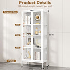 Polup 66" White Glass Display Cabinet with 8-Color LED for Collectibles - Image 2